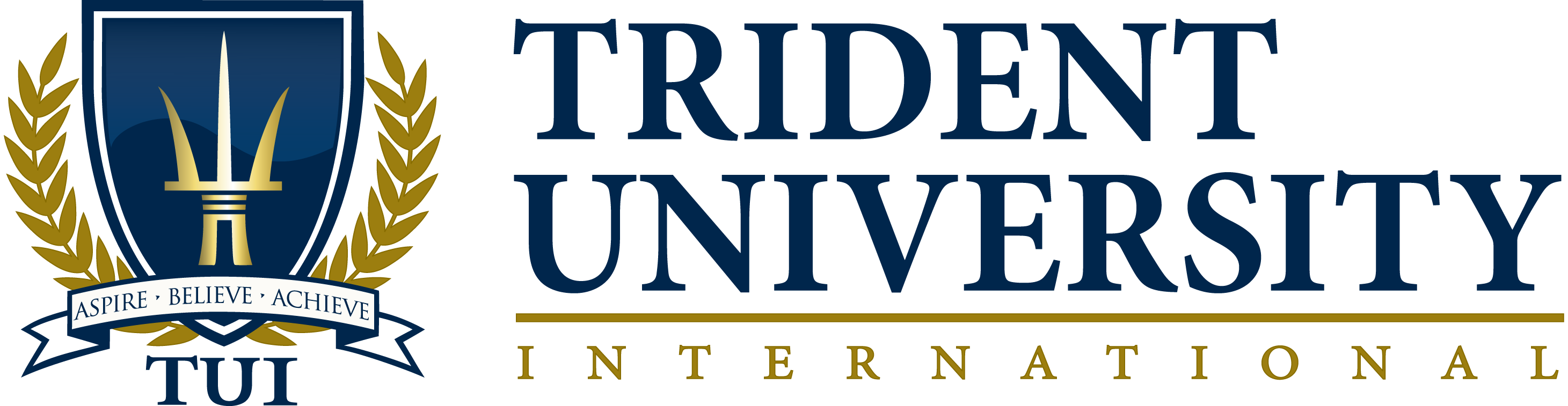 Trident script. Trident. Universal International logo. International University logo. British Stickers University.